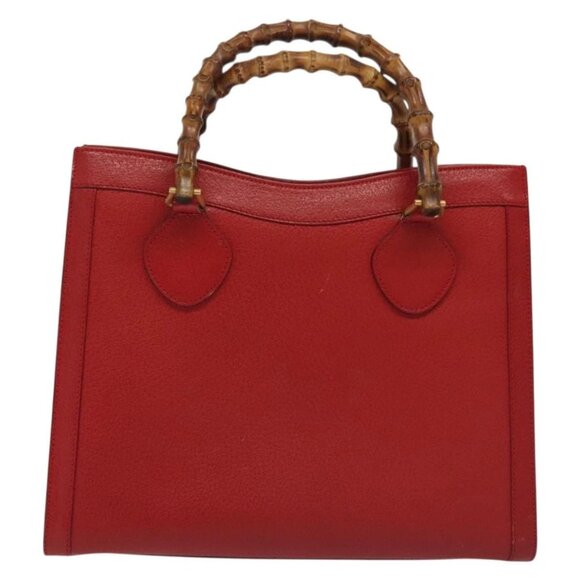 GUCCI Bamboo Hand Bag Leather Red Gold 002 2865 0260 Auth ep10194 - Picture 4 of 15